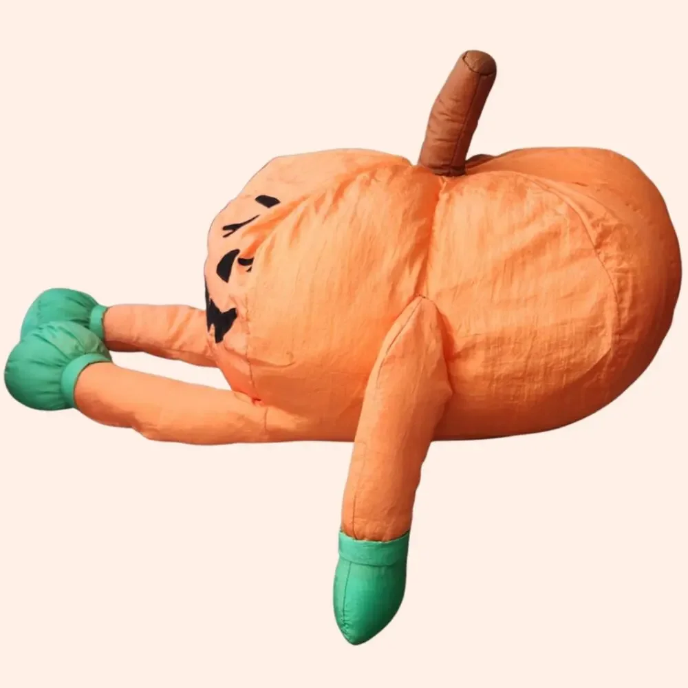 Vintage 1990s Jack-O’-Lantern Pumpkin Plush | Stuffed Halloween Pillow Decor
